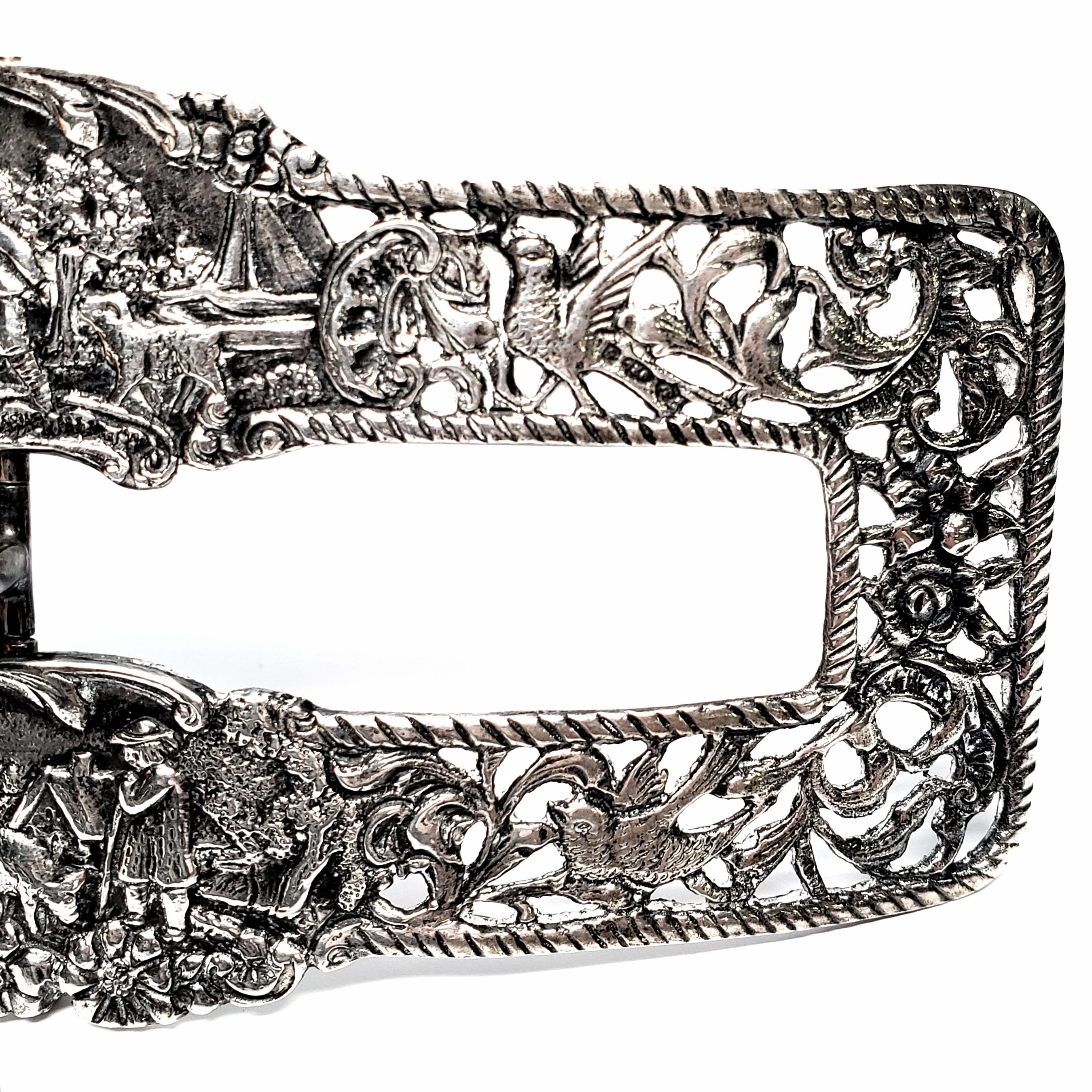 Unknown Shreve Crump and Low Sterling Silver Large Belt Buckle For Sale