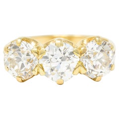 Shreve Crump & Lowe 3.58 Carats Old European Diamond 14 Karat Gold Antique Ring