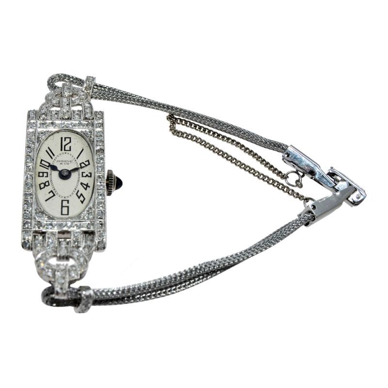 Shreve & Co. Ladies Platinum Art Deco Diamond Watch, circa 1930s For Sale 1
