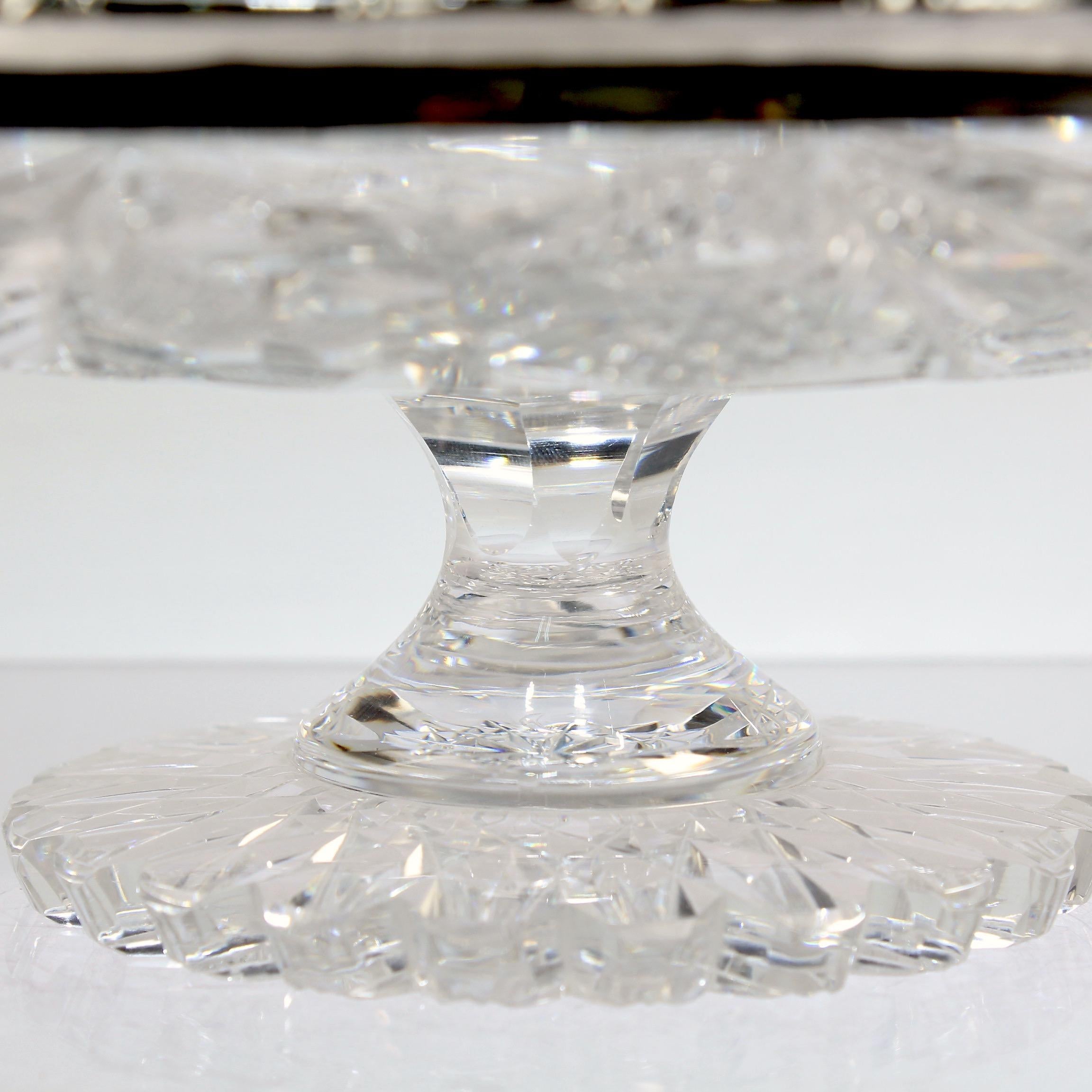 Shreve Sterling Silver Mounted American Brilliant Period Cut Glass Compote For Sale 2