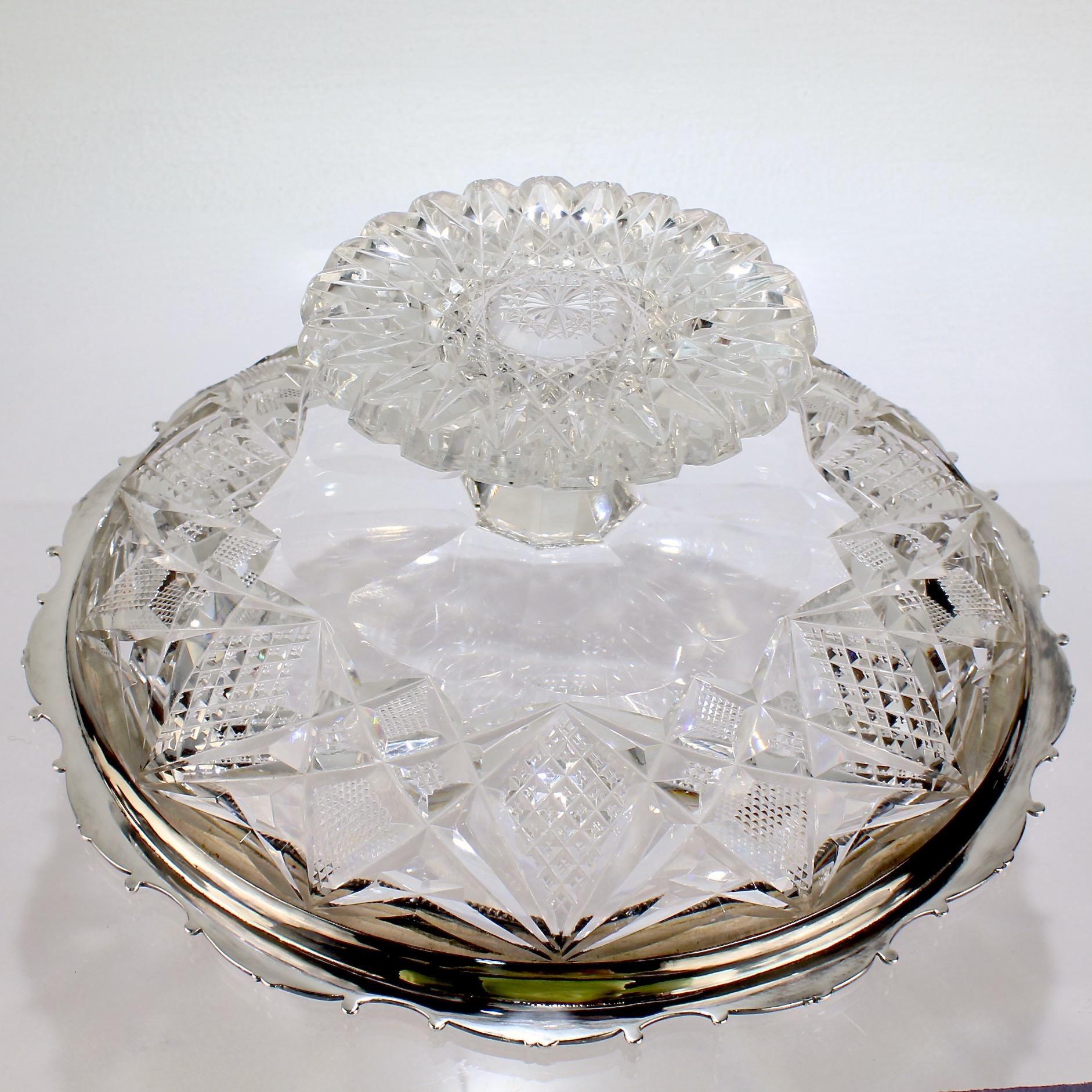 Compotier Shreve en verre taillé d'époque Brilliant américain monté sur argent sterling en vente 8