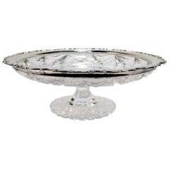 Shreve Sterling Silver Mounted American Brilliant Period Cut Glass Compote