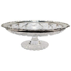 Shreve Sterling Silver Mounted American Brilliant Period Cut Glass Compote