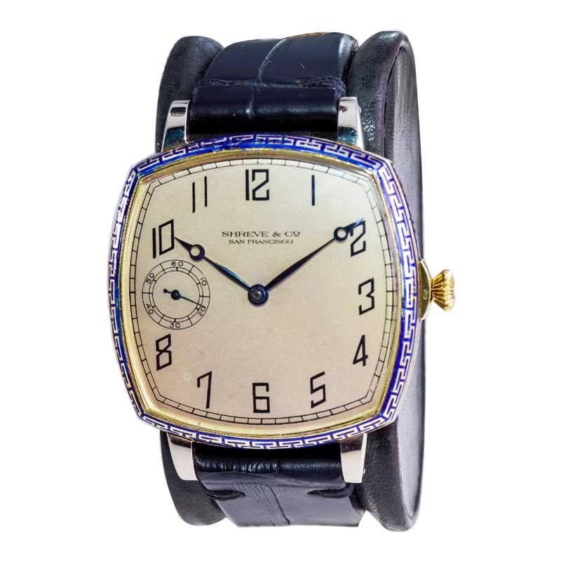 Shreve Yellow And White Gold Enamel Oversized Art Deco Watch At 1stDibs Shreve Yellow And White Gold Enamel Oversized Art Deco Watch At 1stDibs