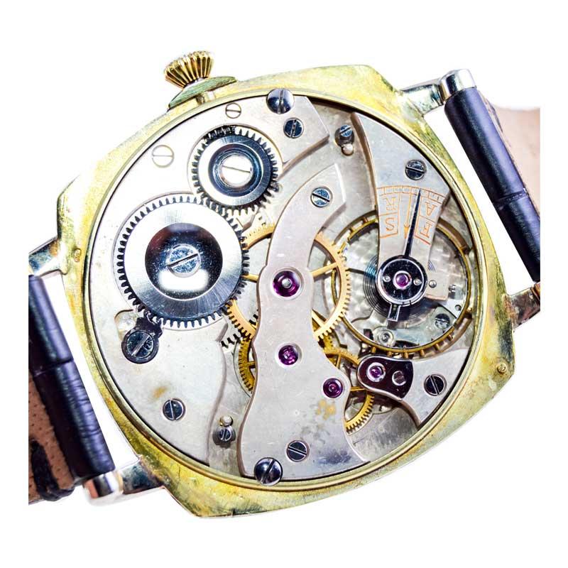 Shreve Yellow and White Gold Enamel Oversized Art Deco Watch 2