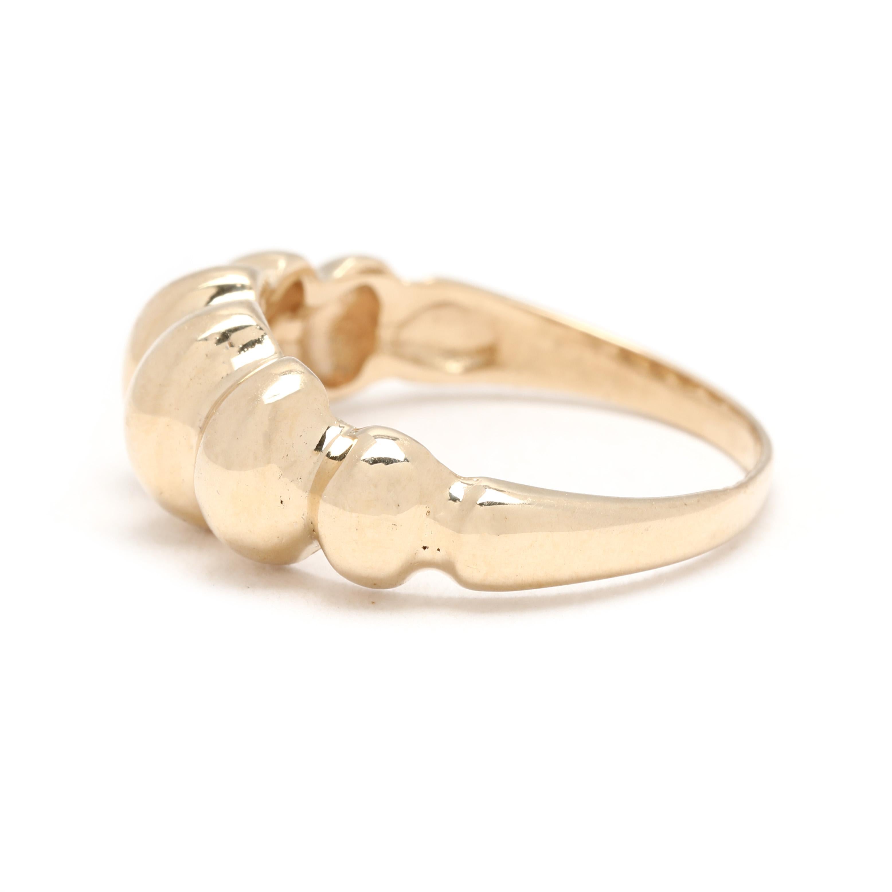 Femenino o masculino Anillo de cúpula de gamba, oro amarillo de 14k, talla 6 en venta
