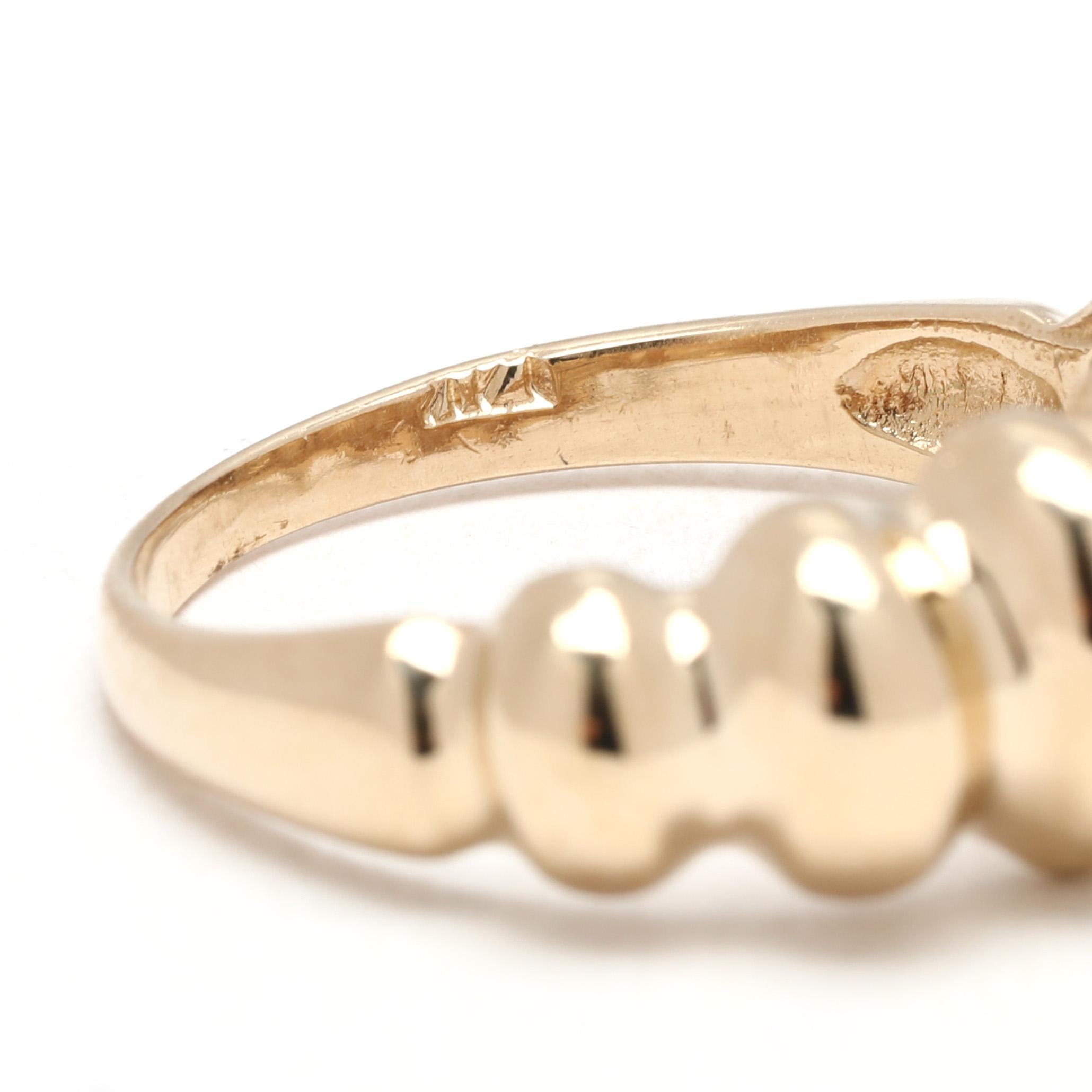 Anillo de cúpula de gamba, oro amarillo de 14k, talla 6 en venta 1