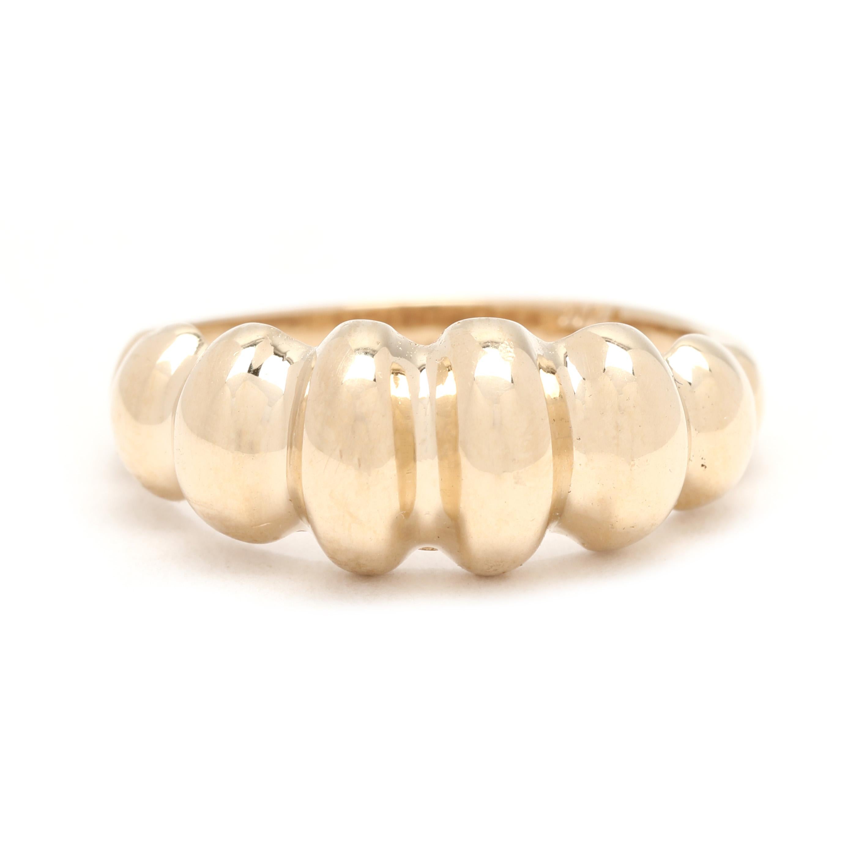 Anillo de cúpula de gamba, oro amarillo de 14k, talla 6 en venta