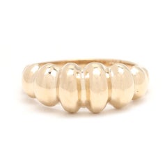 Anillo de cúpula de gamba, oro amarillo de 14k, talla 6