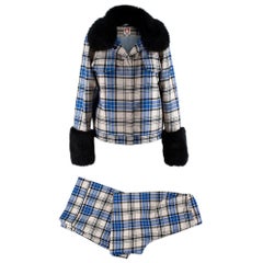 Shrimps Blue Checkered Wool Brutus Set of Trousers & Jacket  - Size US 2-4
