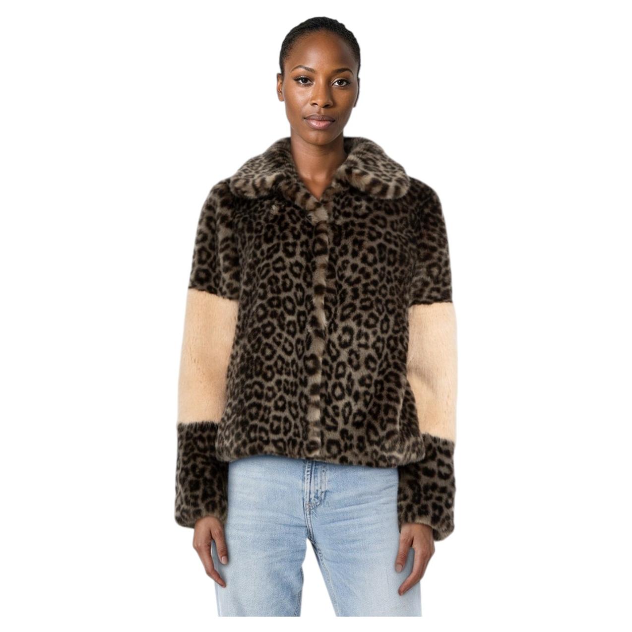 Shrimps Leopard Pattern Faux Fur Jacket Size M