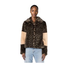 Shrimps Leopard Pattern Faux Fur Jacket Size M