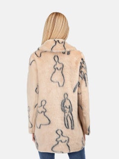 Shrimps Pink Faux Fur Figure Outline Coat Size M