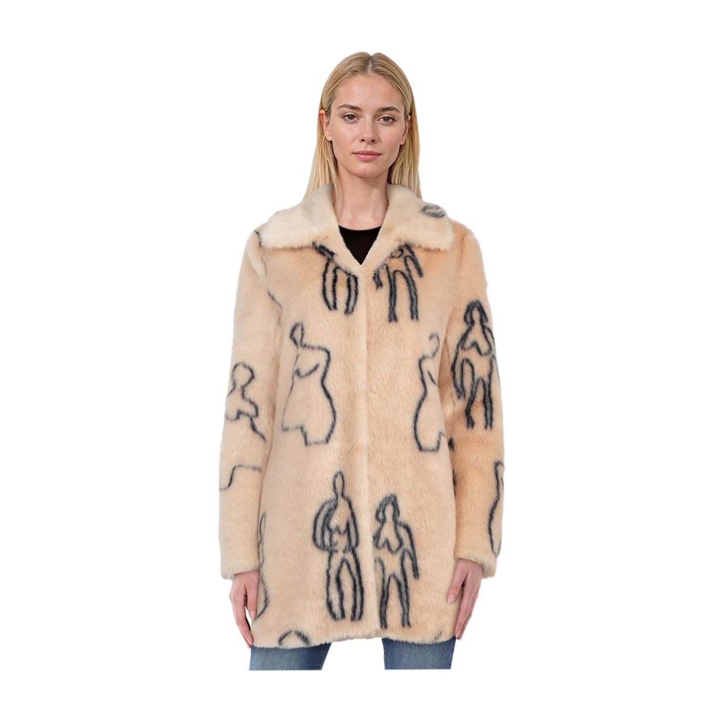 Shrimps Pink Faux Fur Figure Outline Coat Size M For Sale