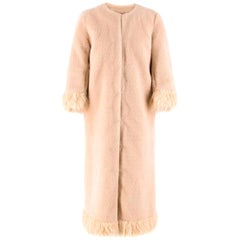 Shrimps Pink Long Faux Fur Coat US 4