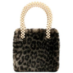 Shrimps Una Leopard Print Faux Fur Bag One size