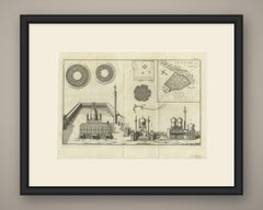 Shrine Buildings, Medallions and Plan of Mesched Ali, Niebuhr Print, 1780