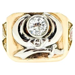 Shriner Ring with Old European Cut Diamond in 10k & 14k Gold