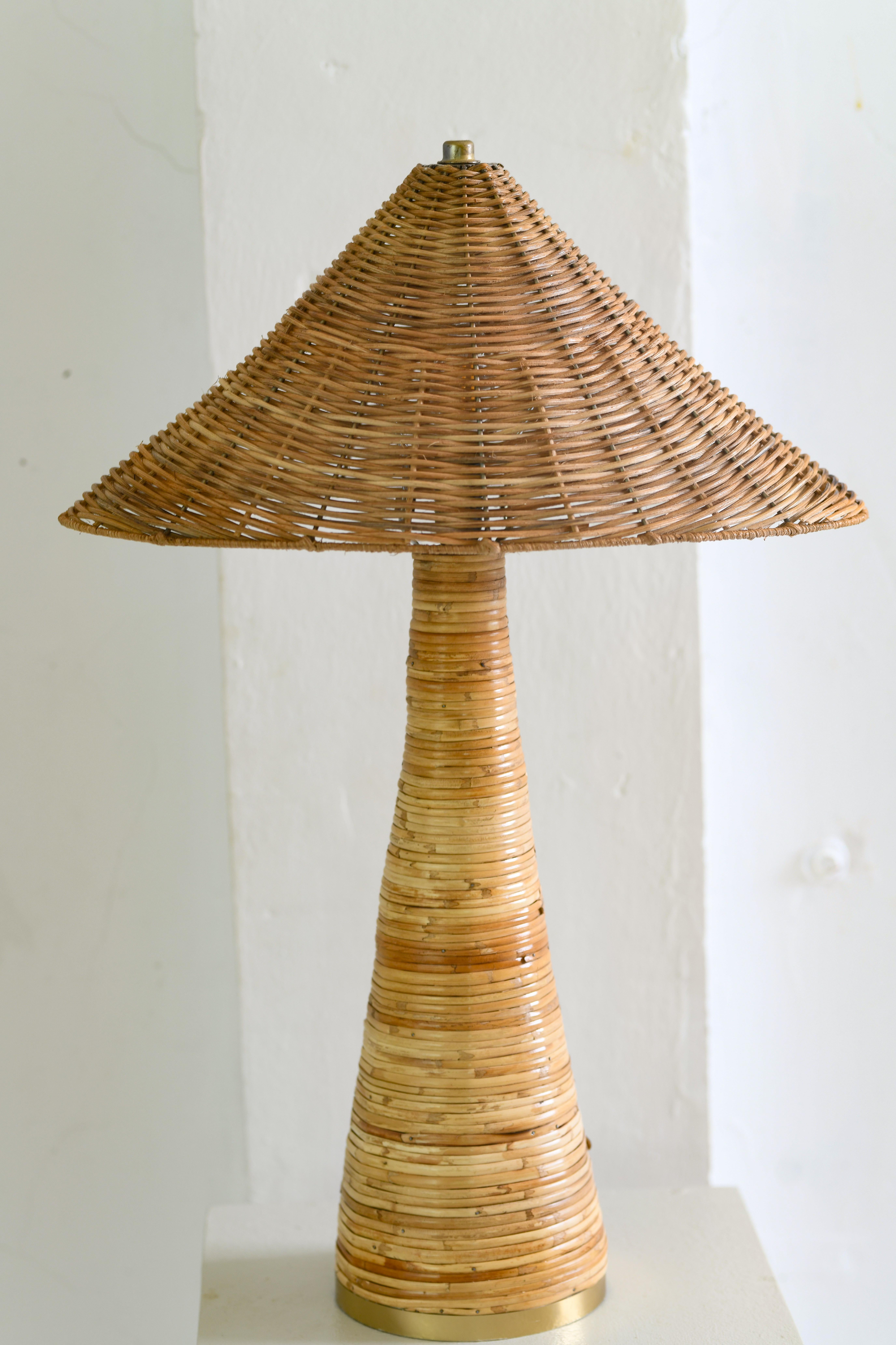 Philippine Rattan Table Lamp Wicker Shade For Sale