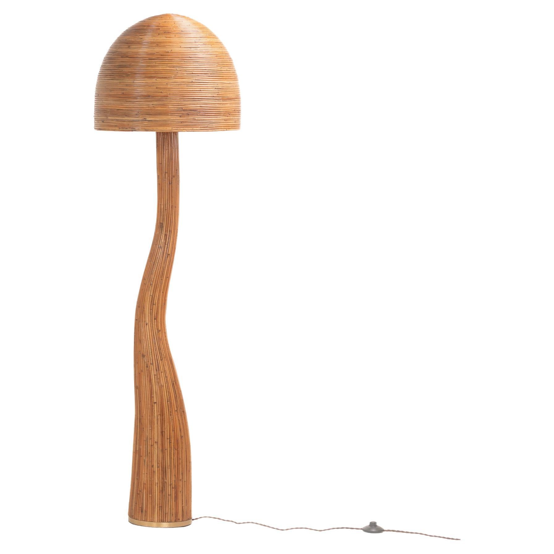 Mushroom Floor Lamp Shroom 003 Pencil Reed Rattan Tall Standing Lamp