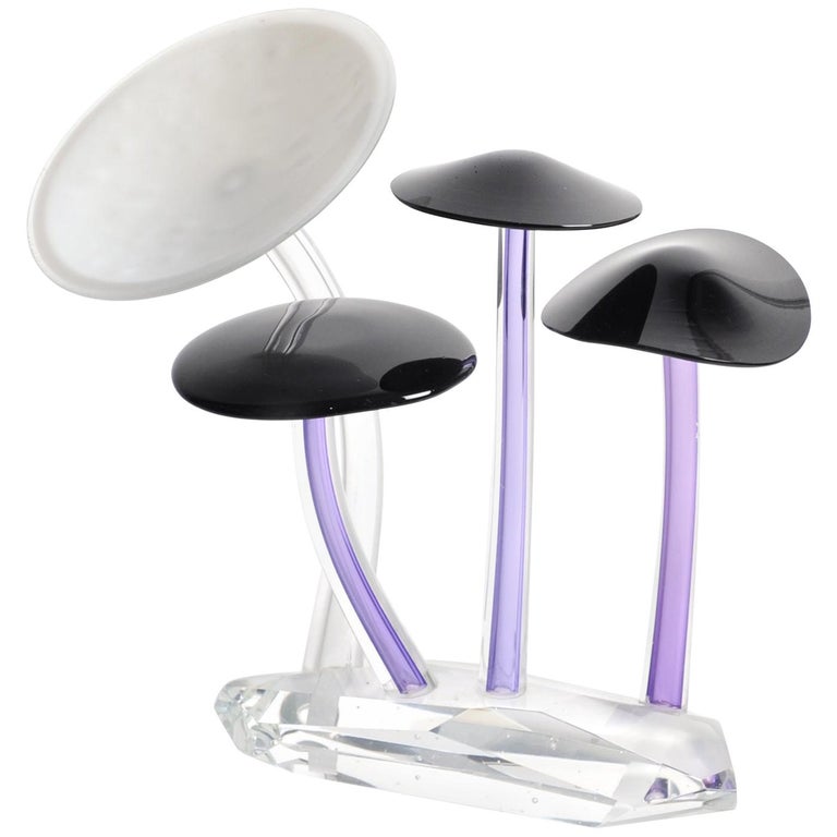 Shroomz Blown Glass Sculpture Purple and White For Sale