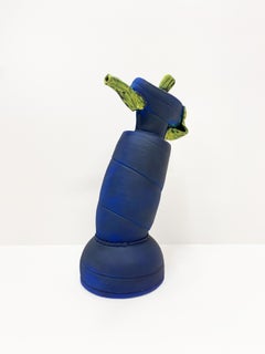 Reclining Blue Sculptural Teapot, Whimsical Decorative Art Sculpture