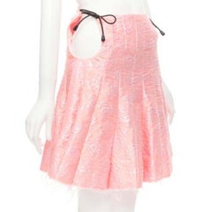 SHU SHU TONG light pink cloque bungee cord cut out waist flared skirt UK6 XS