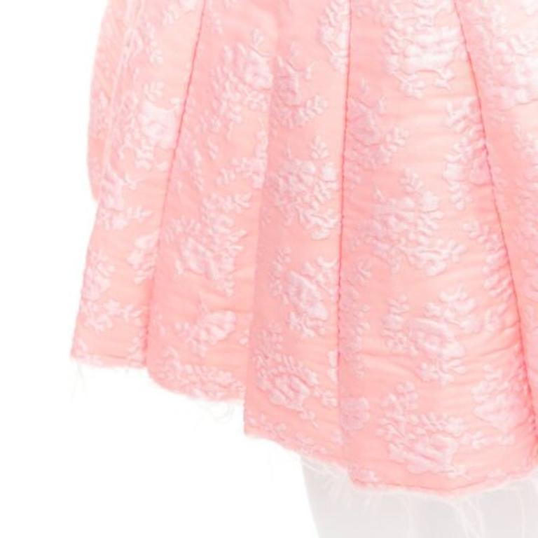 SHU SHU TONG light pink cloque bungee cord cut out waist flared skirt UK6 XS For Sale 2