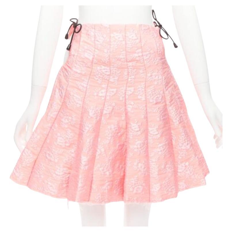 SHU SHU TONG light pink cloque bungee cord cut out waist flared skirt UK6 XS