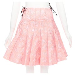 Jupe évasée SHU TONG rose clair cloque avec cordon de serrage découpé à la taille GB6 XS