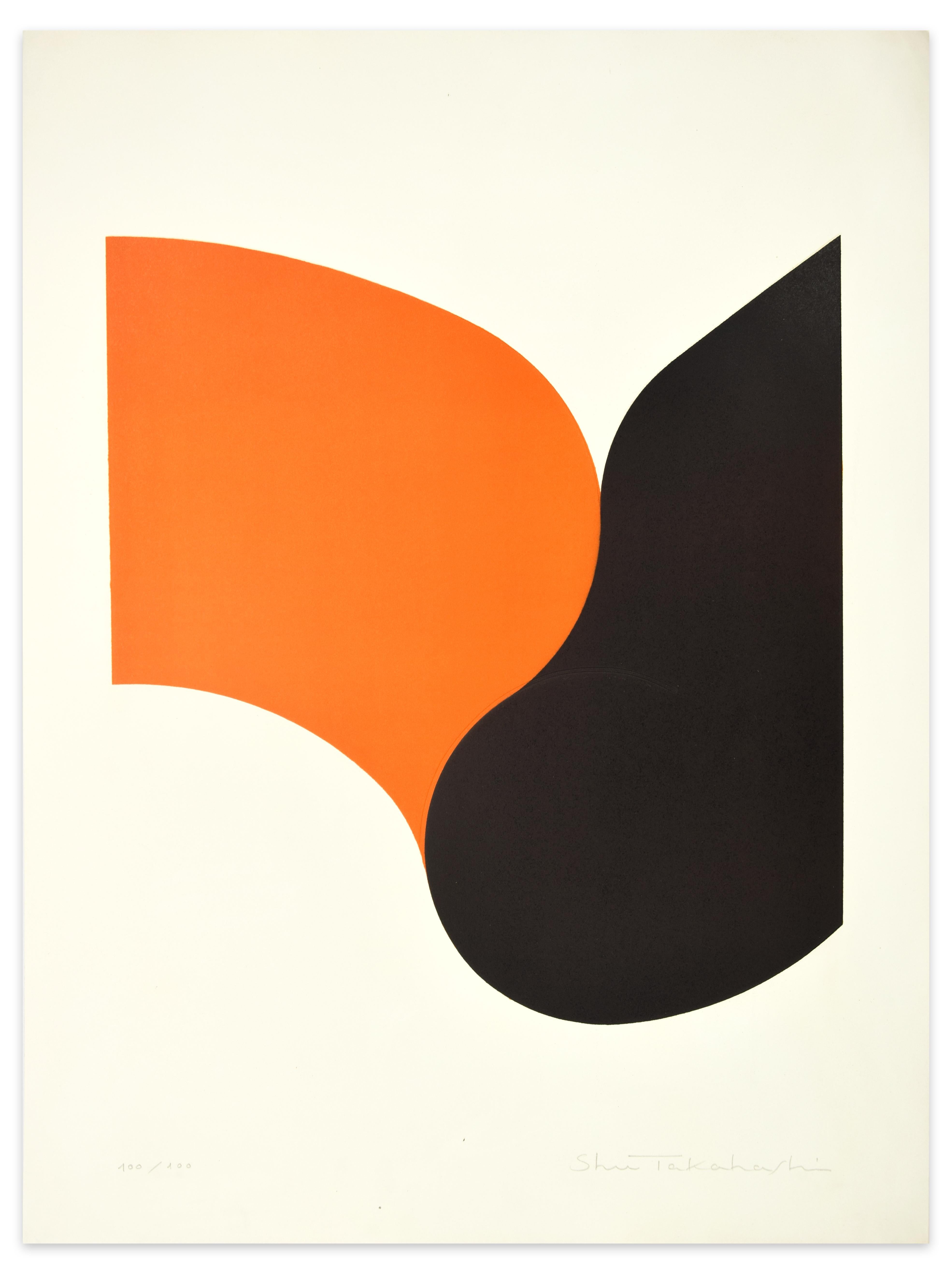 Original chalcography and serigraph by Shu Takahashi. Rare variant with the red replaced by a vivid orange.
Belongs to the edition of 100 prints hand signed and numbered by the Artist. 

Shu Takahashi was born in Hiroshima in 1930. In 1950 he moved