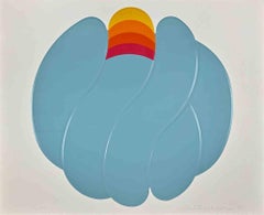 Vintage Turquoise Ball - Screen Print by Shu Takahashi - 1973