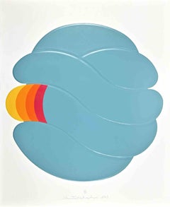 Turquoise Ball - Original Screen Print by Shu Takahashi - 1973