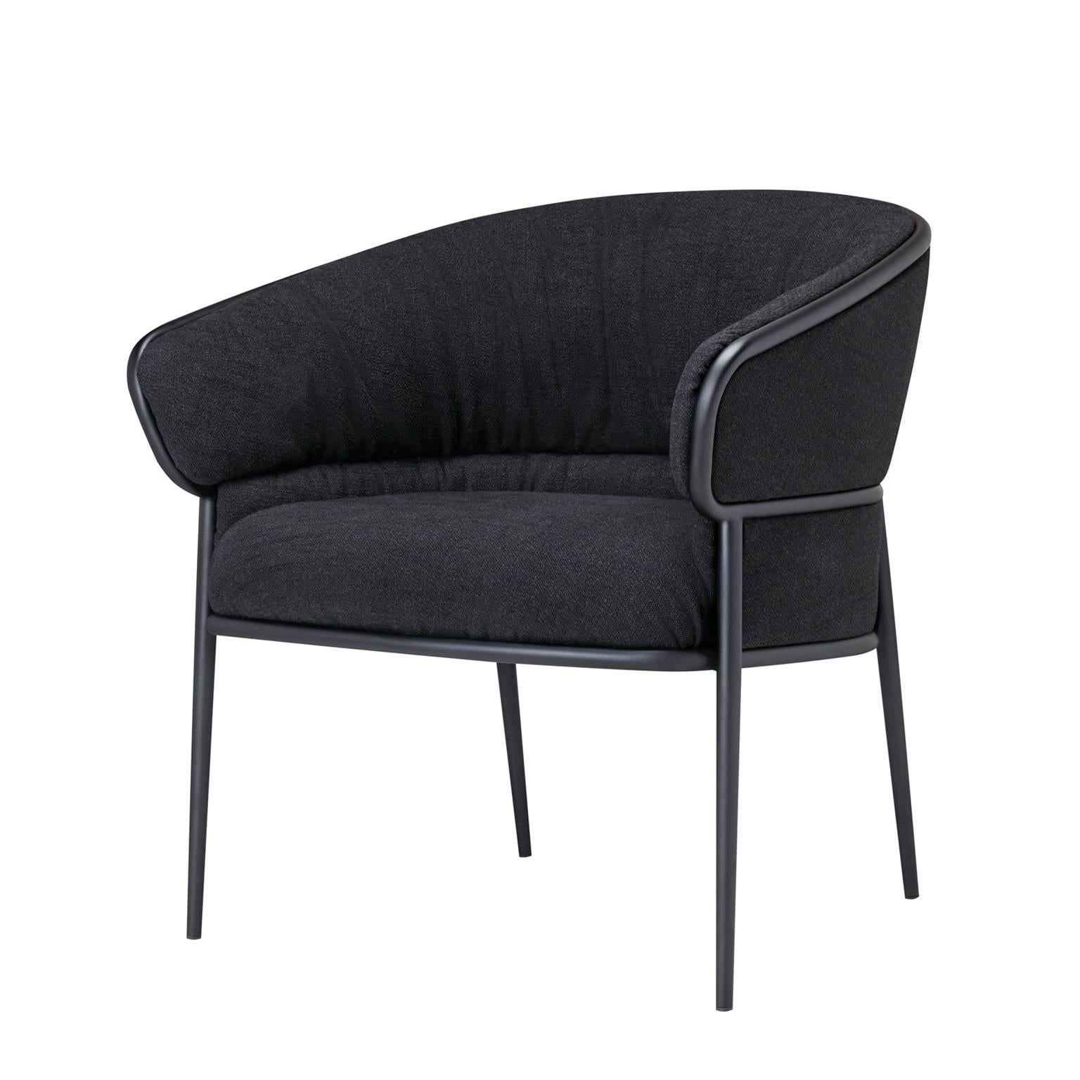 Contemporary SP01 Shu-Ying Armchair in OSLO Pepper Fabric, Made in Italy For Sale