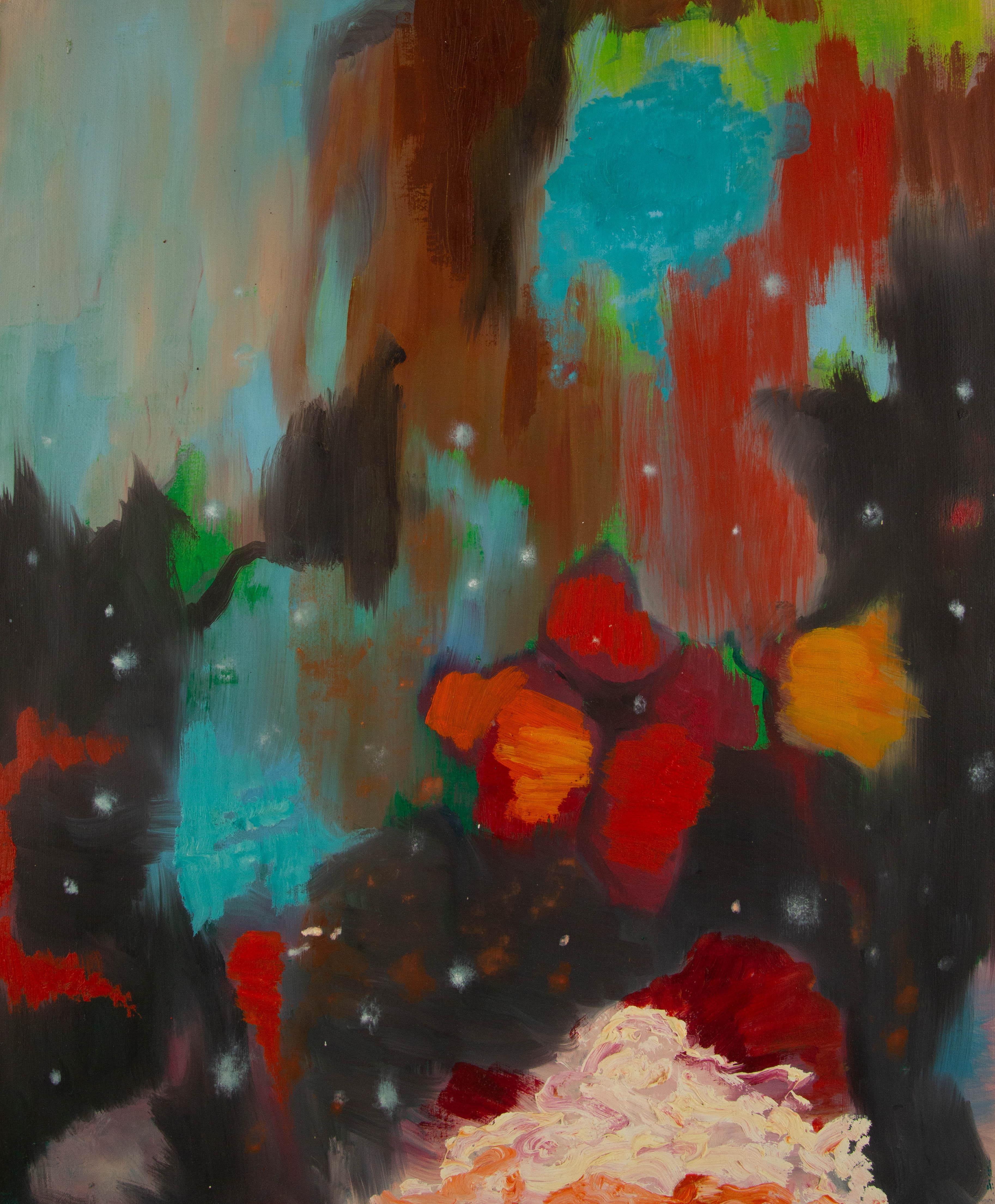  Title: Flowers IV
 Medium: Oil on canvas
 Size: 23.5 x 19.5 inches
 Frame: Framing options available!
 Condition: The painting appears to be in excellent condition.
 Note: This painting is unstretched
 Year: 2000 Circa
 Artist: Shuang Liu
