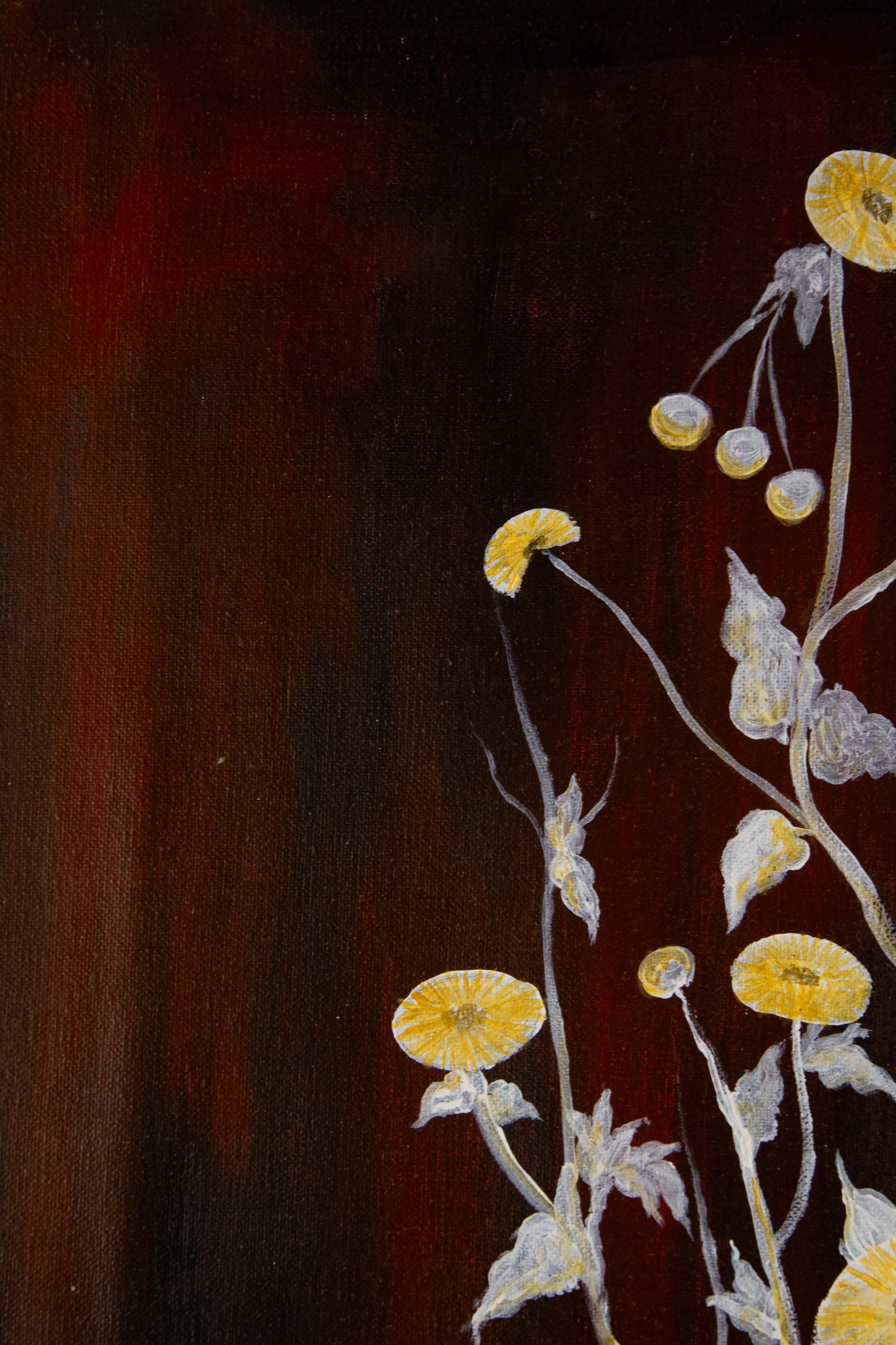 Shuang Liu Unsigniertes Original Ölgemälde auf Leinwand „Flowers VI“ im Angebot 1