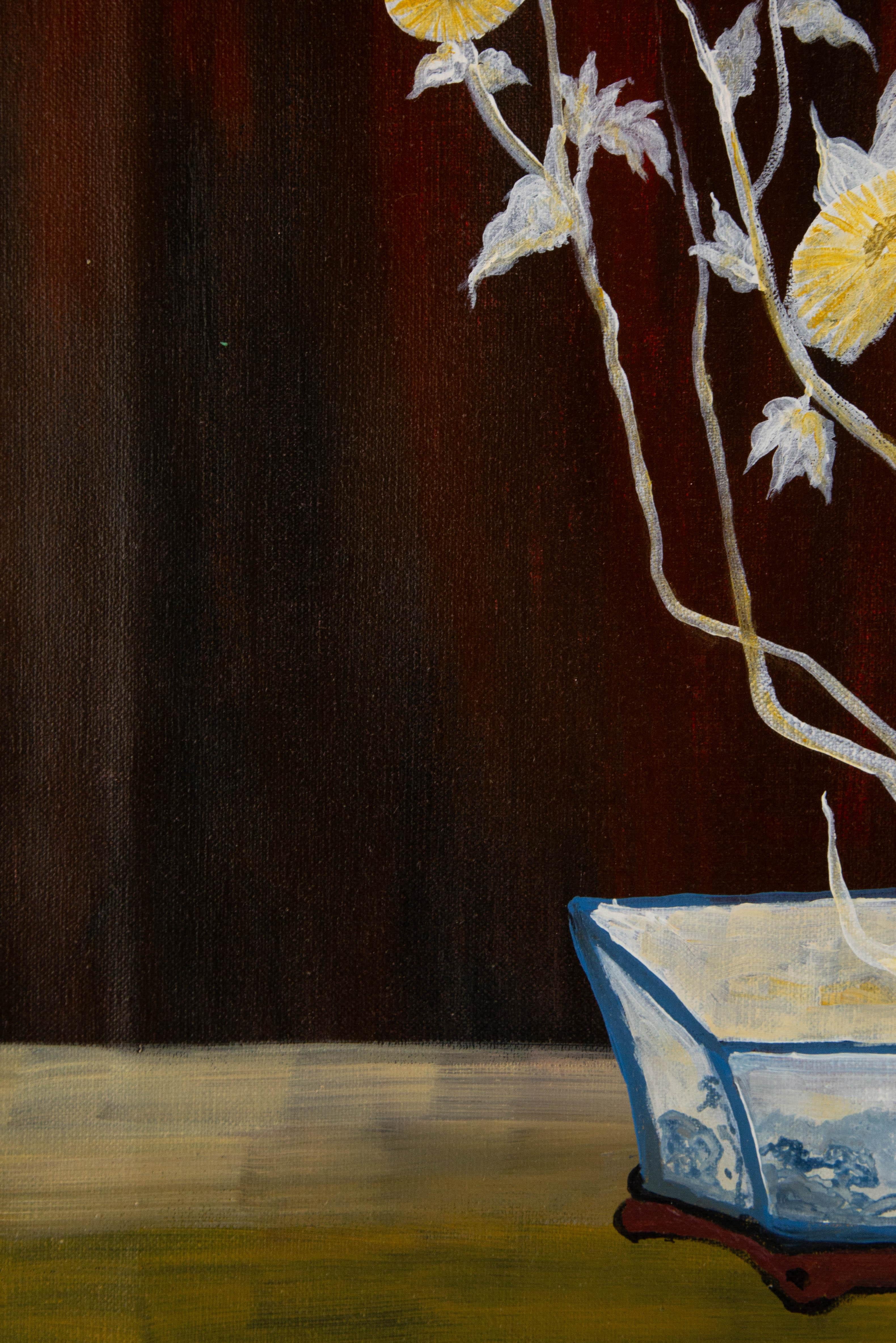 Shuang Liu Unsigniertes Original Ölgemälde auf Leinwand „Flowers VI“ im Angebot 2