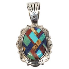 Shube Sterling Silver Navajo Mosaic Inlay Pendant #20786
