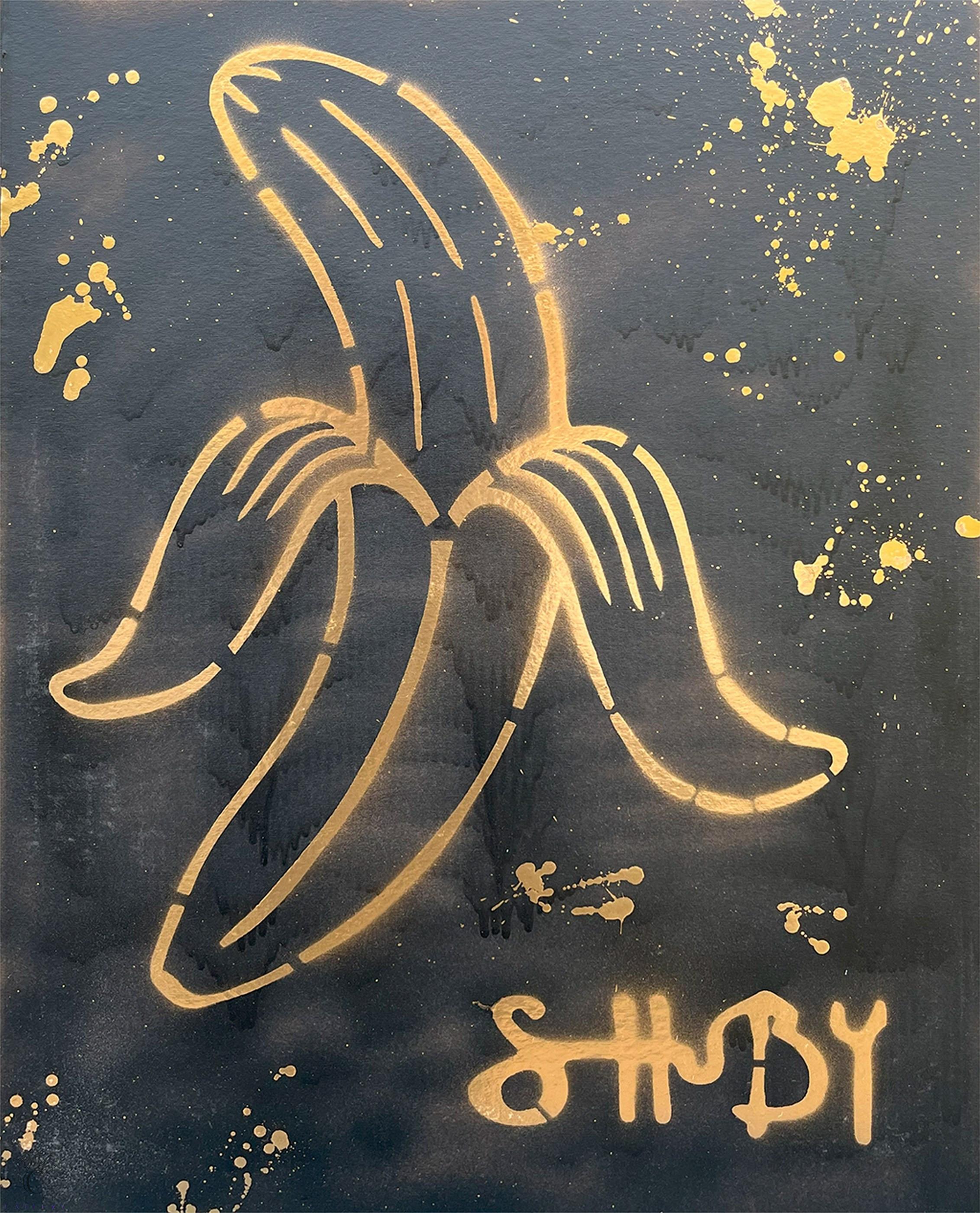 Shuby Figurative Print - Banana (Gold) (Pop Art, Warhol, Street Art)
