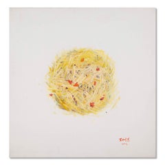 Shuen Wang, Abstraktes Original-Ölgemälde „Pizza 2“, Shuen