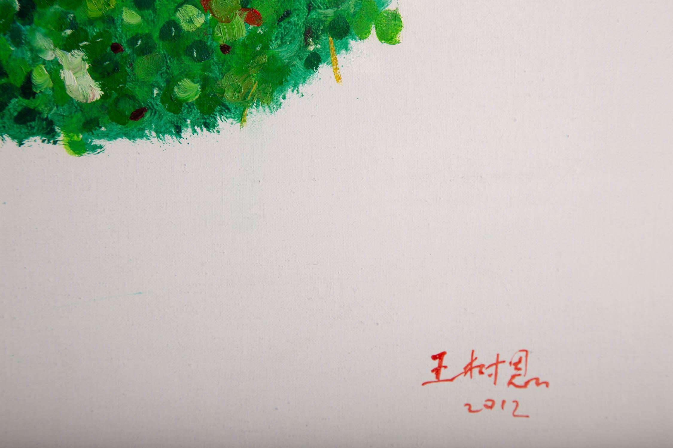 Shuen Wang Pintura al óleo abstracta original 
