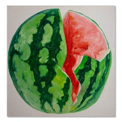 Shuen Wang Bodegón Pintura al óleo original "Sandía"