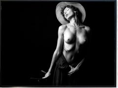 Vintage Women With Hat Figurative  Female Model Large  B& W  Photography  By Shuki