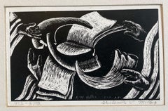 Shana Tova, Año Nuevo Xilografía Judaica Israelí Escuela Bezalel Mujer Artista