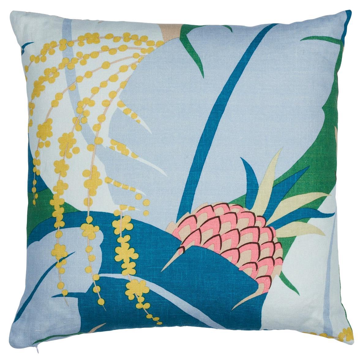 Shumacher Ananas 18" Pillow in Peacock For Sale