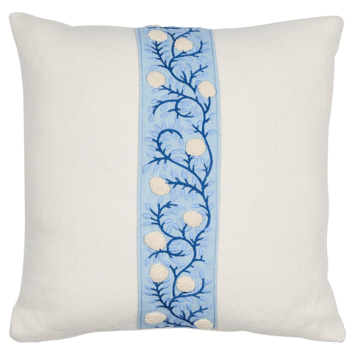 Shumacher Ashoka 16" Pillow in Ivory & Blue For Sale