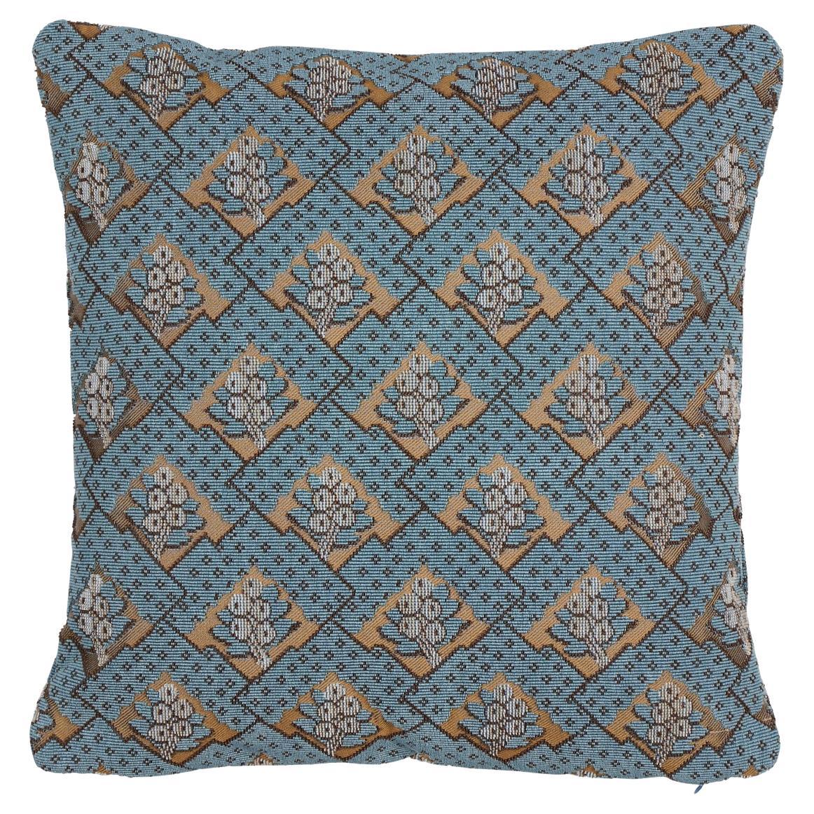 Shumacher Blair Silk Épinglé 16" Pillow in Worcester Blue