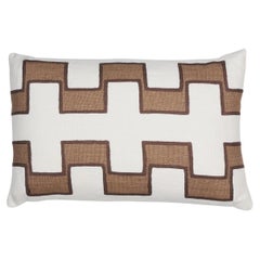 Shumacher Dixon Embroidered 25x16" Print Pillow in Neutral