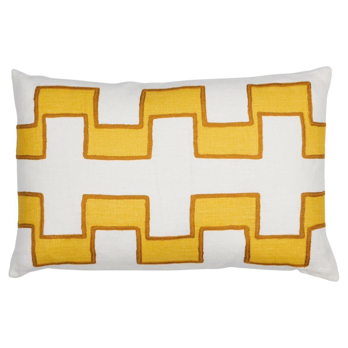 Shumacher Dixon Embroidered Print 25x16" Pillow in Yellow