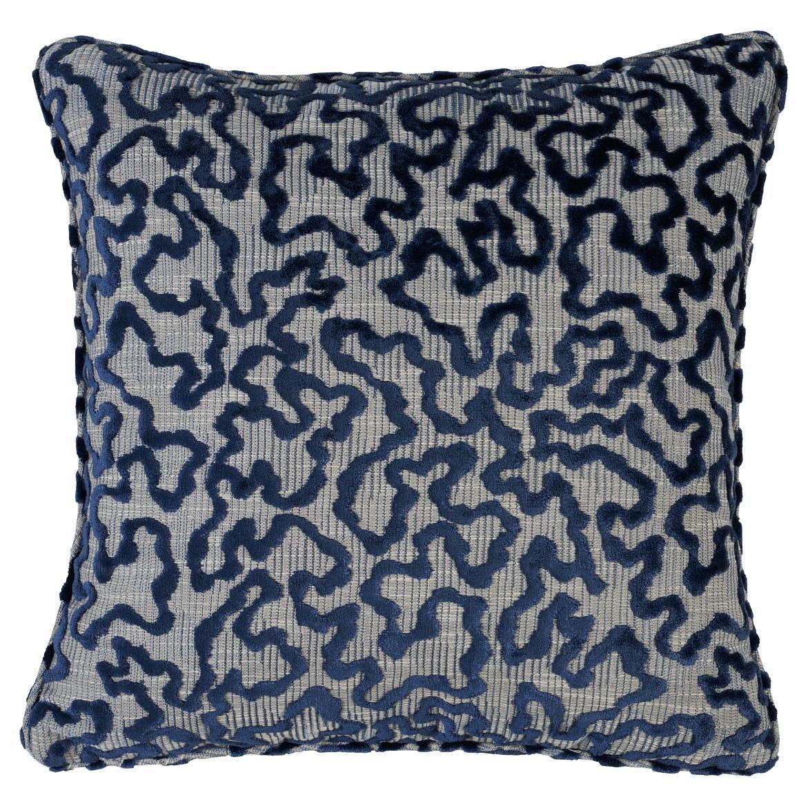 Shumacher Janis Velvet 18" Pillow in Blue For Sale